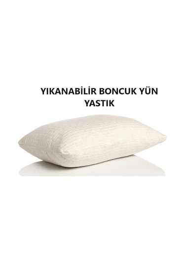 Yıkanabilir Boncuk Doğal Yün Yastık Krem