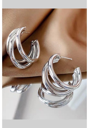 By Zeyna Aksesuar Kadın Vip Seri Ay Model Küpe Zrk00588-5049 Gümüş