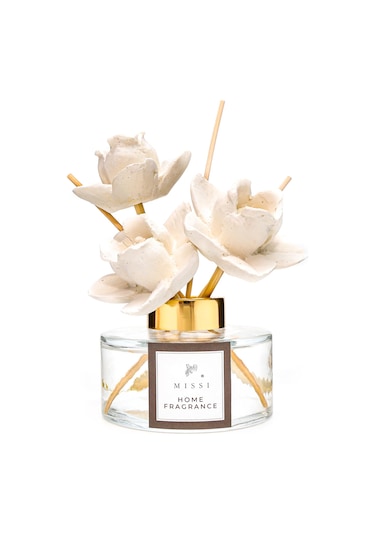 Missi Seramik White Jasmine Gül Taşlı Bambu Çubuklu Oda Kokusu 150 ML