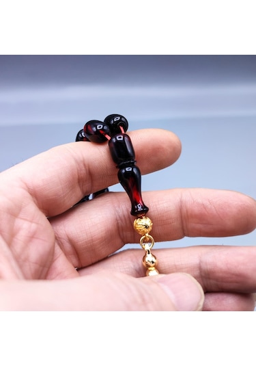 Orjinal Sıkma Kehribar Tesbih 24 K Altın Kaplama Özel Tasarım Püsküllü Faris Usta Tespih