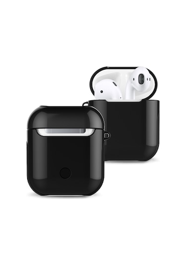 Vernikli Pc Bluetooth Kulaklık Kılıfı  Airpods Uyumlu 1/2 İçin Anti-kayıp Saklama Çantası Siyah