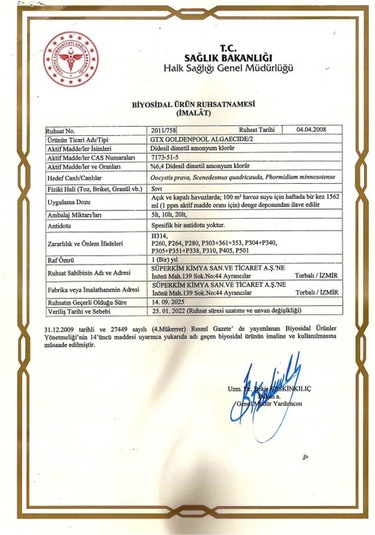 Gtx Goldenpool Algaecide 5 Kg Yosun Önleyici