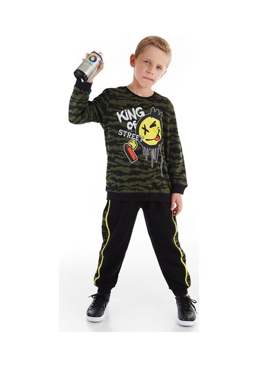 Denokids Mushi Grafiti King Erkek Çocuk Eşofman Takım Çok Renkli