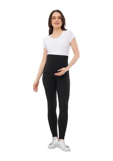 Luvmabelly Myra8140 Toparlayıcı Fitilli Mevsimlik Beli Ayarlanabilir Hamile Tayt-siyah