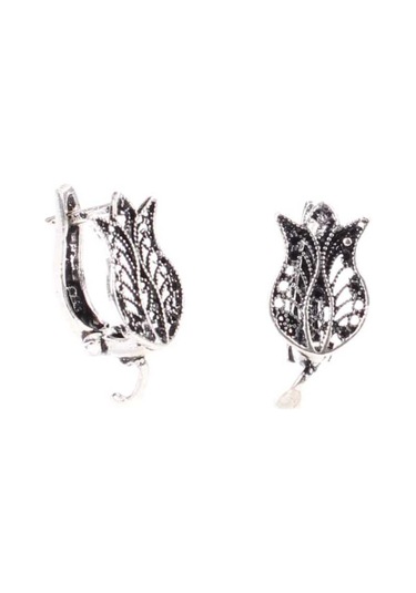 925 Ayar Telkari Lale Modeli Arkadan Kıskaçlı Küpe