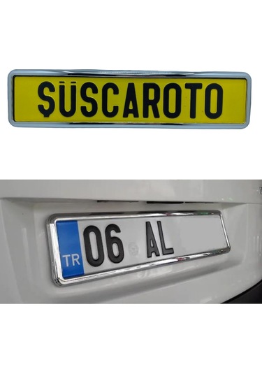 Krom Çerçeveli Esnek Araç Takmatik Plakalık Oto Plakalık Plaka Altı Altlığı 1 Adet (00) (ŞüsCarOto Aksesuar)