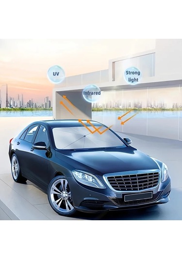 Cloudstore Siyah Otomatik Katlanır Titanyum Güneşlik Ön Cam İzolasyon Uv Koruma Yaz si