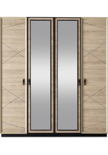 Vega 4 Kapaklı Modern Aynalı Elbise Dolabı Gardrop 180x50x200cm