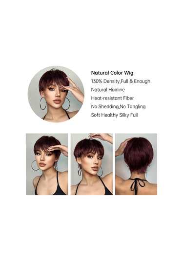 Kadın Perukları Kısa Katmanlı Peri Kesim Peruklar Saç Bantlı Doğal Görünümlü Kabarık Saç Peruk