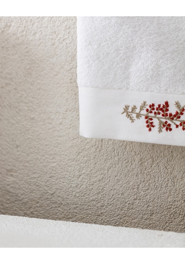 Slyvia Nakışlı %100 Pamuk Yüz Havlusu - Beyaz - 50x76 Cm 8684427212288 Beyaz
