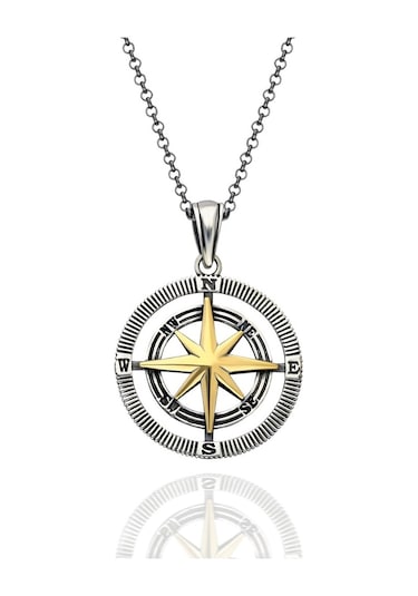 925 Ayar Gümüş Pusula Tasarım Erkek Kolye 552564768