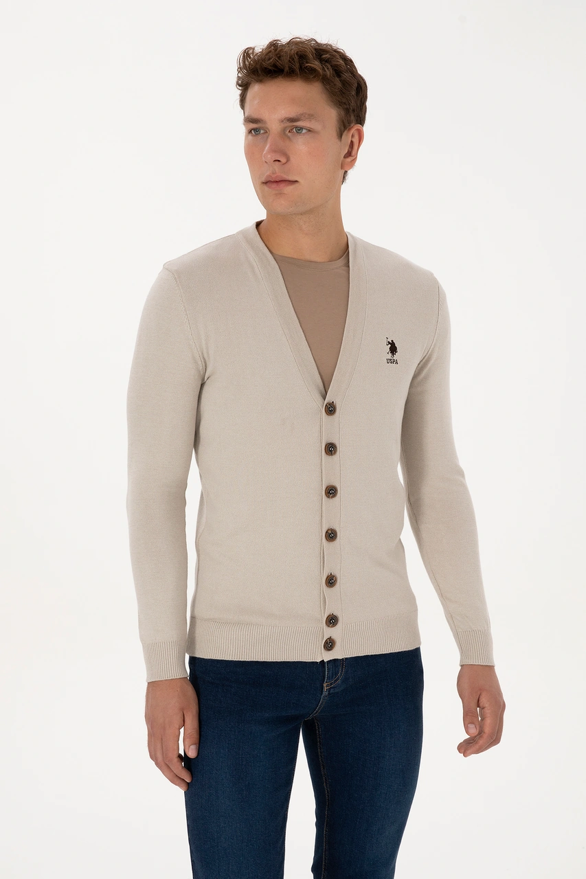 U.s. Polo Assn. Erkek Taş Melanj Hırka Triko 50313702-vr225 Tas Melanj