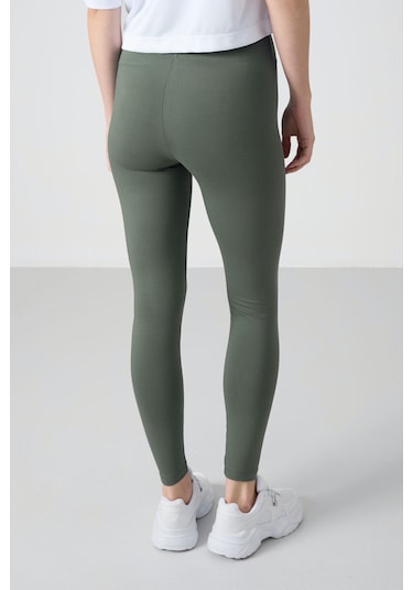 Tommy Life Çağla Yüksek Bel Toparlayıcı Slim Fit Dar Paça Kadın Tayt - 94011 Çağla