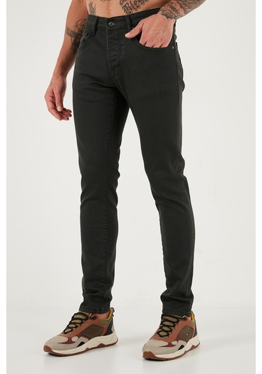 Buratti Streç Pamuklu Slim Fit Normal Bel Dar Paça Jeans Erkek Kot Pantolon 1115C24Napoli Nefti