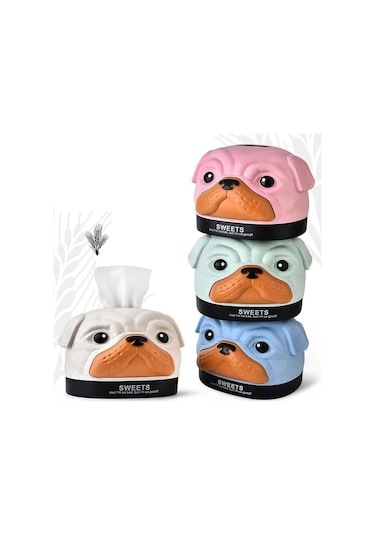 Mavi Köpek-komik Köpek Kafası Doku Kutusu Kağıt Havlu Doku Kutusu Karikatür Sevimli Ev Masa Araba Dekor Peçete Mendil Konteyner Malzemeleri