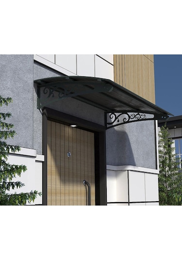 Metal Taşıyıcılı Kapı Üstü Pratik Sundurma Antrasit - Siyah Levha 200 X 200 Md2