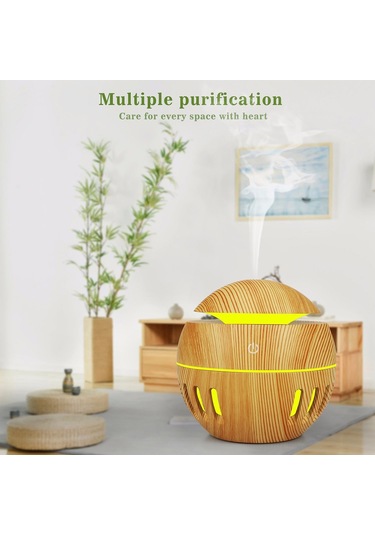 Ahşap Tahıl Usb Delikli Nemlendirici Yedi Renkli Aromaterapi Lambası Uzaktan Kumanda İle Otomatik Alkol Püskürtücü Pembe