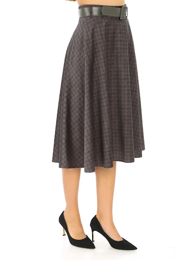 Soralline Kadın Etek 70 Cm Boyunda Astarlı Kışlık 780 Fantazigri Gri