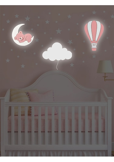 Bugybagy Ayıcık Bulut Balon 56'lı Sticker Seti Pembe