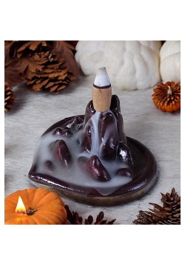 Kalp Şeklinde Himalaya Dağ Tasarımlı Geri Akış Tütsülük Koyu Kahv