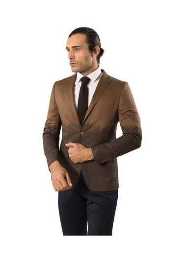 Wessi Pamuk Gazi Dikişli Kahverengi Ceket Siyah