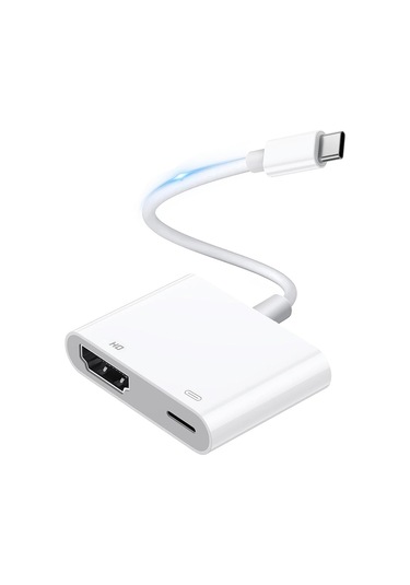 Ekılıf - Hdmı Adaptör Type-c To Type-c Pd100w + Hdmı 4k 30hz 2in1 Adaptör - Beyaz - T37797 Beyaz