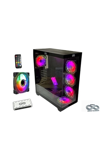 Aztech Azt101 B 5 X Rgb Fan Uzakdan Kumanda Siyah Akvaryum Gamin Kasa Temper Cam , Rgb Switch