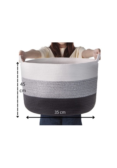 45x35 Jüt Pamuklu Büyük Boy Sepet, Battaniye, Oyuncak Sepeti Antrasitgri