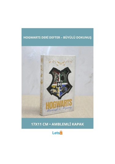 Harry Potter Hogwarts Amblemli Sert Kapaklı Deri Defter 17x11 Cm Çok Renkli