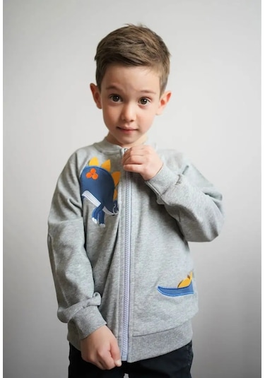 Budado Fermuarlı Ceket Dinozor 154622753 Gri