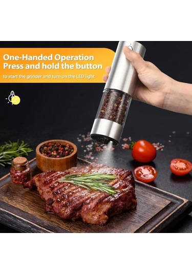 Elektrikli Tuz Ve Karabiber Öğütme Seti, Usb Şarj Edilebilir, Natürel