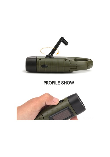 Ranyeek Dışarıda Kullanıma Uygun Güneş Enerjili El Feneri, Elden Çevirerek Şarj Edilebilir, Led Işık, Pil Gerektirmeyen Kompakt Aydınlatma Aleti Çok Renkli