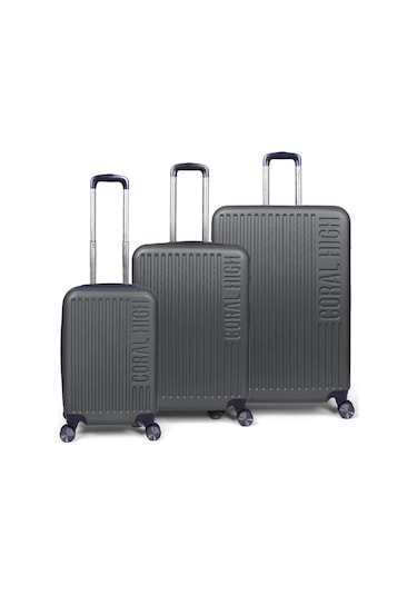 Coral High Abs Koyu Gri 3'lü Valiz Seti 16440 Koyu Gri