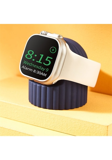 Cbtx iOS Uyumlu Watch Uyumlu Şarj Standı Dalga Doku Silikon Bağlantı Tutucusu Masa Standı Şarj İstasyonu Bağlantı Tutucusu - Mor