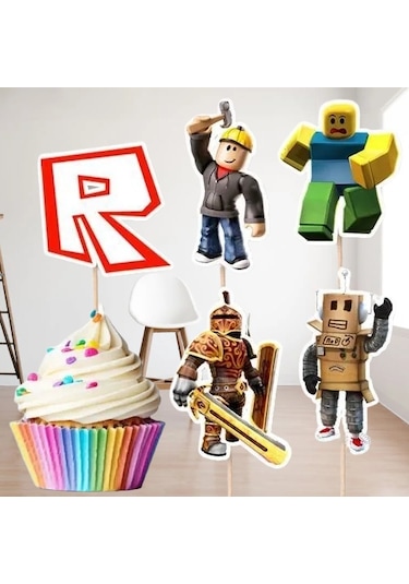 Kürdan Roblox Temalı 10lu Doğum Günü Cupcake İkramlık Süsü