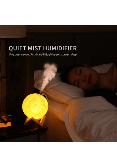 Dianziye Ev İçin 3 Renkli Gece Lambalı Sessiz Nemlendirici, 880ml Büyük Kapasite, Sürekli/aralıklı Sprey Modu, 36db'den Az Gürültü, Hava Nemlendirme Ve Cilt Bakımı