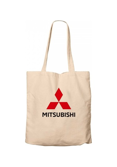 Mitsubishi Logo Krem Kanvas Bez Çanta Krem