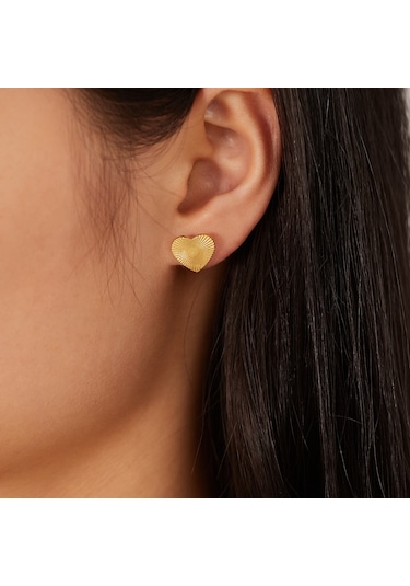 Sones Opk Ge940 1 Çift Vintage Paslanmaz Çelik Şeftali Kalp Şerit Küpe Altın