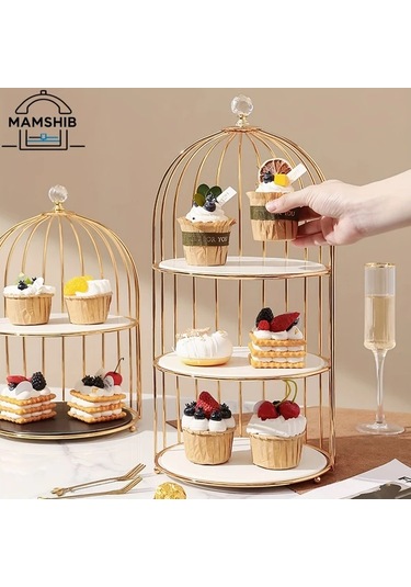 Fochsia Mumm Hiboux Altın Tek Katlı Zarif Pasta Standı Çay Partisi Ve Hediyelik