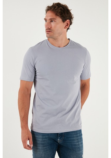 Buratti Pamuklu Regular Fit Bisiklet Yaka Erkek T Shirt 59020204 Gri