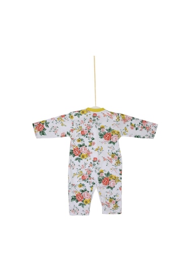 Kız Bebek Çiçekli Uzun Kollu Tulum 0-6 Ay Azz006660 Beyaz