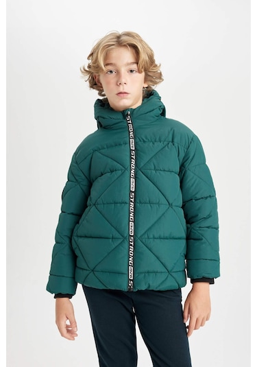 DeFacto Erkek Çocuk Su İtici Kapüşonlu Fermuarlı Cepli Mont C7385A824WNGN383