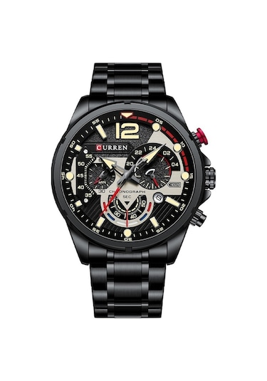 Yingfu Çelik Kayışlı Quartz Saat Siyah, Modern Tasarım Altın