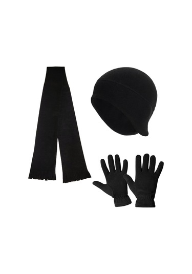 Erkek Kışlık Termal Polar Eldiven - Kulaklıklı Bere - Atkı 3'lü Set