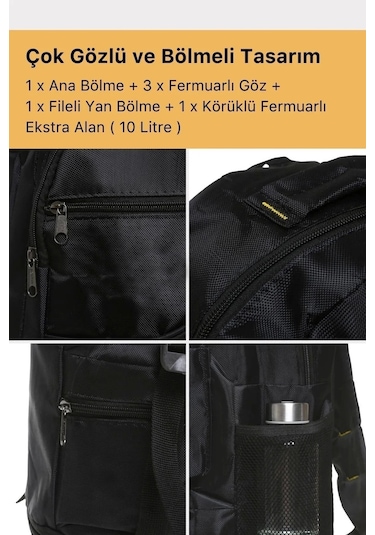 Ortopedik Su Geçirmez Konfor Modeli Fermuarlı Büyük Boy Çok Gözlü Bölmeli Kamp Outdoor Sırt Çantası Çok Renkli