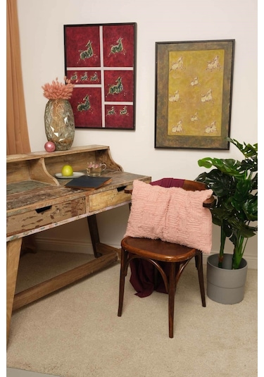 Peraluna Foam Pıllow Şifon Şerit Triko Yastık Kılıfı 60x40 Cm Pudra - Pudra