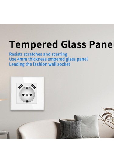 Gri Avrupa Standardı Priz Tipi Temperli Cam Panel 250v Yeni Gizli Duvar Prizi A3