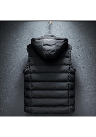 Sımıcg Erkek Kuş Tüyü Pamuklu Artı Polar Yelek Siyah