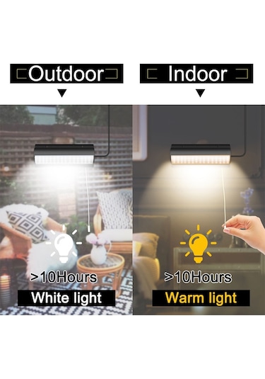 Sones Çekmeli Anahtar 2'si 1 Arada Güneş Enerjili Işık 60 Led'li Manzara Avlu Duvar Lambası, Işık Rengi: Beyaz Işık Siyah Kabuk