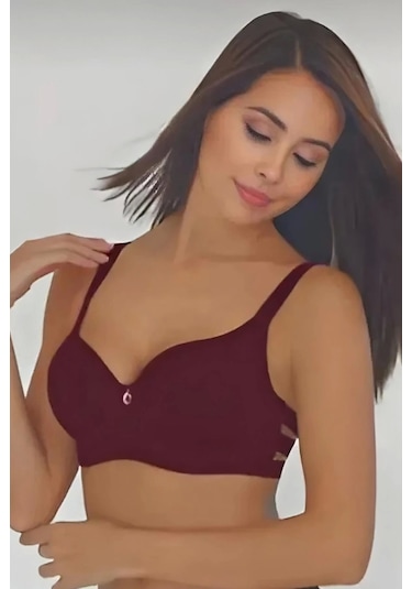 Lastik Şeritli Beyzik Sütyen Kadın 7015 Bordo